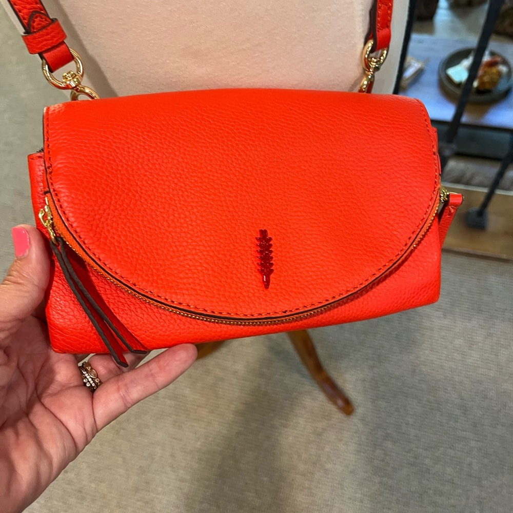 Thacker Nikki Crossbody Wallet Removable Strap Orange Handbag